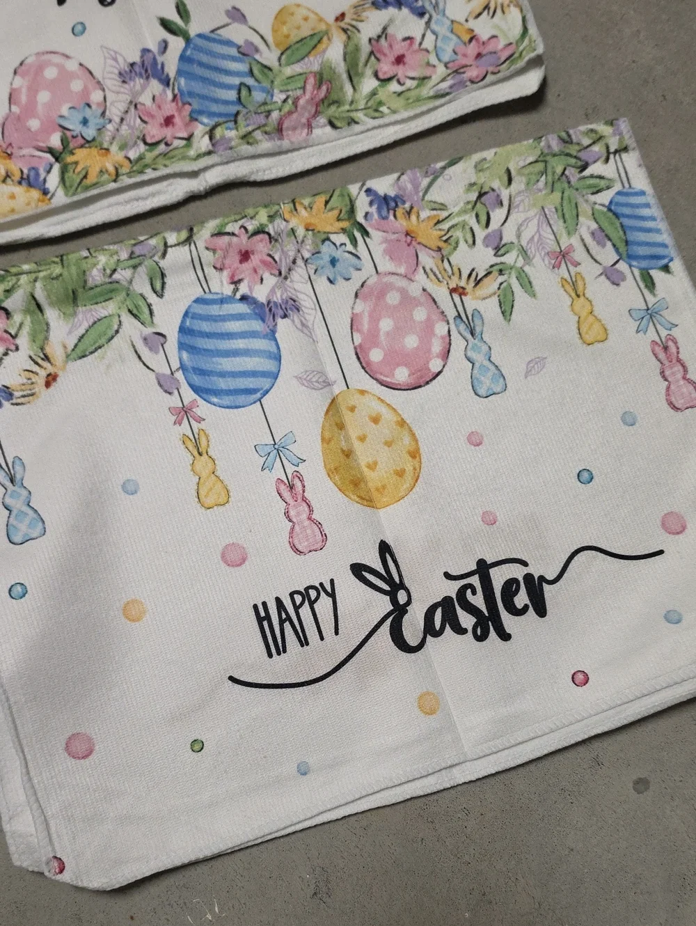Nwr 4 Easter Bunny Kitchen Towels - White Pastel Holiday Set